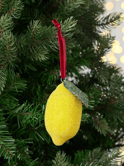 John Lewis The Curator Frosted Lemon Bauble, Yellow - view 2, Yellow