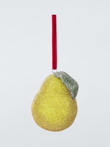 John Lewis The Curator Frosted Pear Bauble, Green, Green