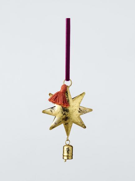 John Lewis The Cherisher Metal Tassel Star Tree Decoration, Gold, Gold