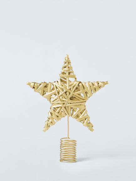 John Lewis Wicker Star Tree Topper, Gold, Gold