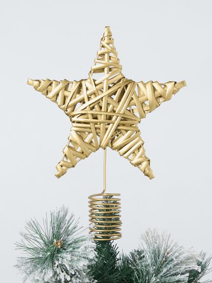 John Lewis Wicker Star Tree Topper, Gold - view 2, Gold