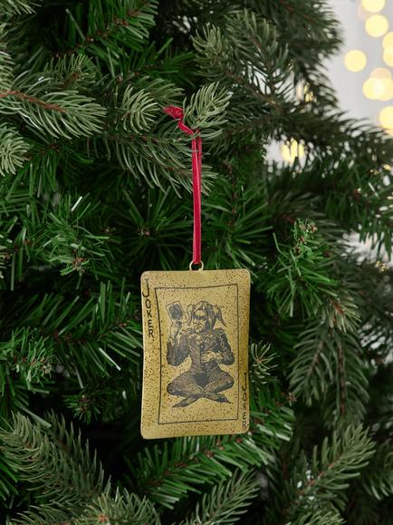 John Lewis The Curator Metal Joker Card Bauble, Gold - view 2, Gold
