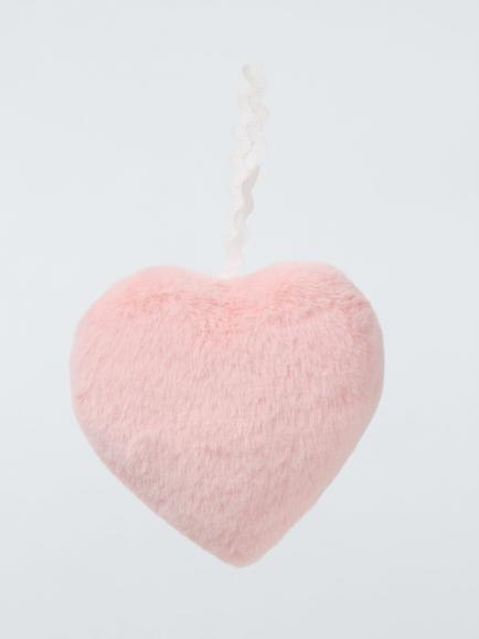John Lewis The Enthusiast Furry Heart Tree Decoration, Pink, Pink