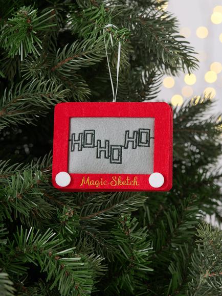 John Lewis The Enthusiast Retro Sketch Screen Toy Bauble, Red - view 2, Red