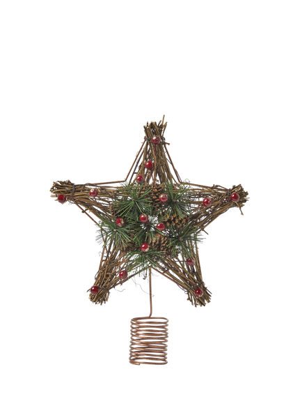 John Lewis Wicker Berry Star Tree Topper, Natural