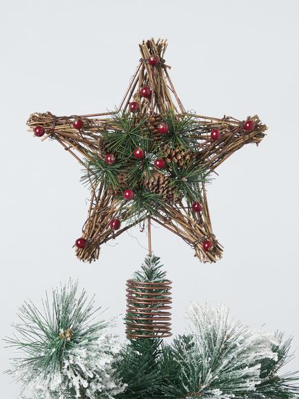 John Lewis Wicker Berry Star Tree Topper - view 2, Natural