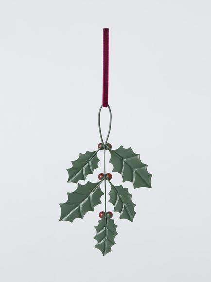 John Lewis The Cherisher Tin Holly Tree Decoration, Green, Green