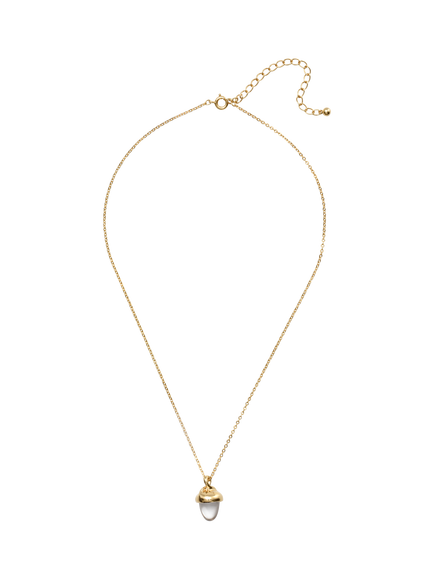 Eclectica Pre-loved Crystal Acorn Pendant Necklace, Gold - view 2, Gold