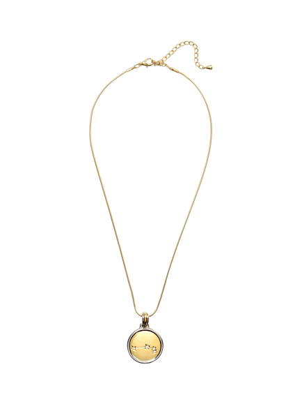 Eclectica Pre-loved Crystal Aries Pendant Necklace, Circa 1980s, Gold - view 2, Gold
