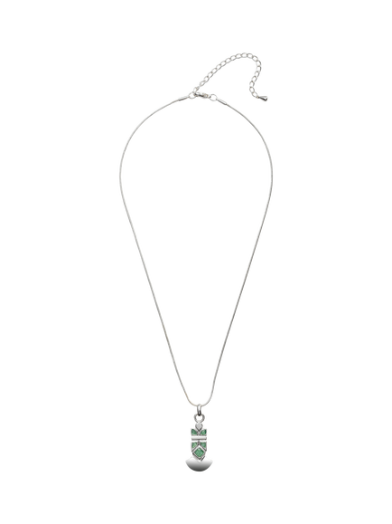 Pre-loved Enamel Pendant Necklace, Circa 1980s, Silver/Green - view 2, Silver/Green