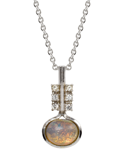 Pre-loved Vintage Faux Opal Pendant Necklace, Circa 1960s, Silver/Pink, Silver/Pink