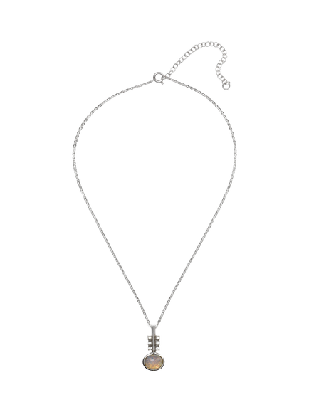 Pre-loved Vintage Faux Opal Pendant Necklace, Circa 1960s, Silver/Pink - view 2, Silver/Pink