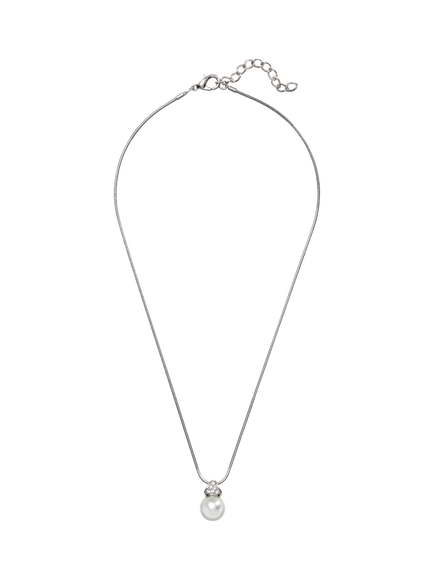Pre-loved Faux Pearl Crystal Pendant Necklace, Silver - view 2, Silver