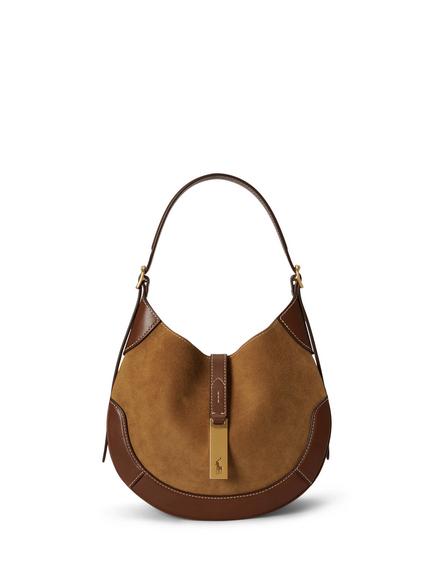 Polo Ralph Lauren ID Suede Shoulder Bag, Clay/Tobacco, Clay/Tobacco
