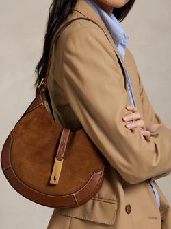 Polo Ralph Lauren Polo ID Suede Shoulder Bag, Cinnamon/Cuoio - view 2, Cinnamon/Cuoio