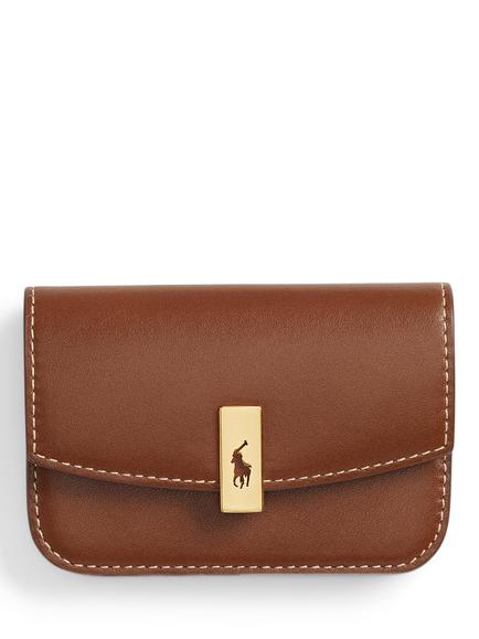 Ralph Lauren Polo ID Leather Fold-Over Card Case, Cuoio
