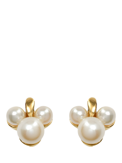Eclectica Pre-loved Re-Found Pearl Clip On Earrings, Gold, Gold