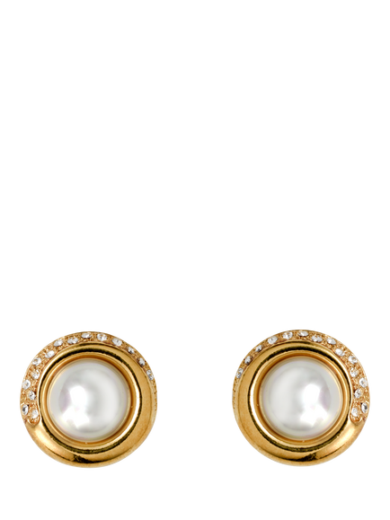 Eclectica Pre-loved Re-Found Pearl Clip-On Earrings, Circa 1980s, Gold, Gold