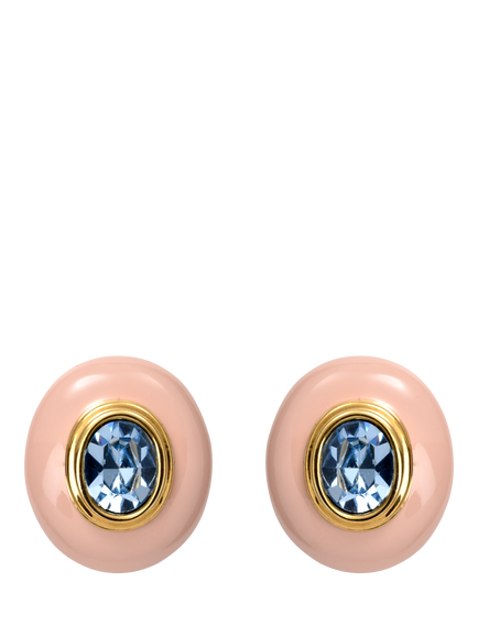 Eclectica Pre-loved Re-Found Enamel Crystal Earrings, Circa 1980s, Pink/Blue, Pink/Blue