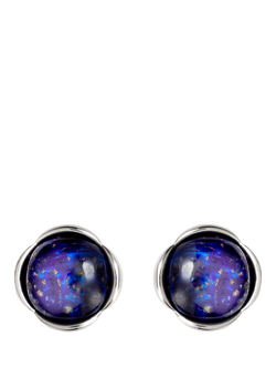 Eclectica Pre-loved Re-Found Lapis Lazuli Cabouchon Clip On Earrings, Blue/Silver, Blue/Silver