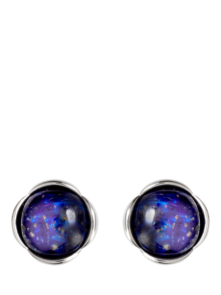 Eclectica Pre-loved Re-Found Lapis Lazuli Cabouchon Clip On Earrings, Blue/Silver, Blue/Silver