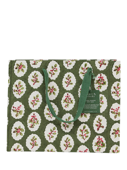 Paper Mirchi Holly Gift Bag, Green, Green