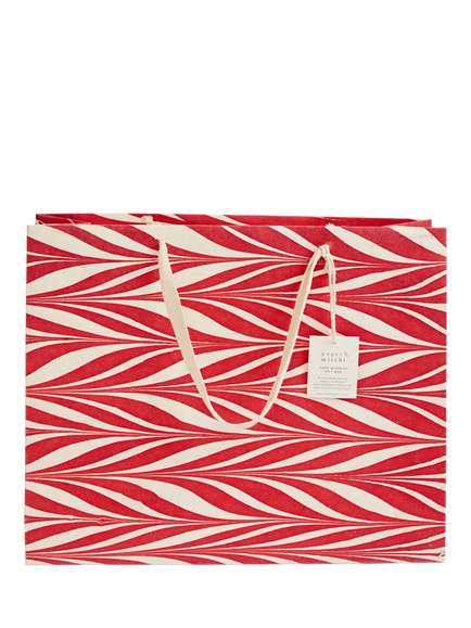 Paper Mirchi Marble Print Large Gift Bag, Red, Red