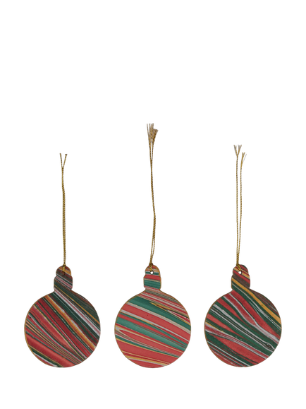 Paper Mirchi Marbled Bauble Gift Tags, Pack of 3, Multi, Multi Colour