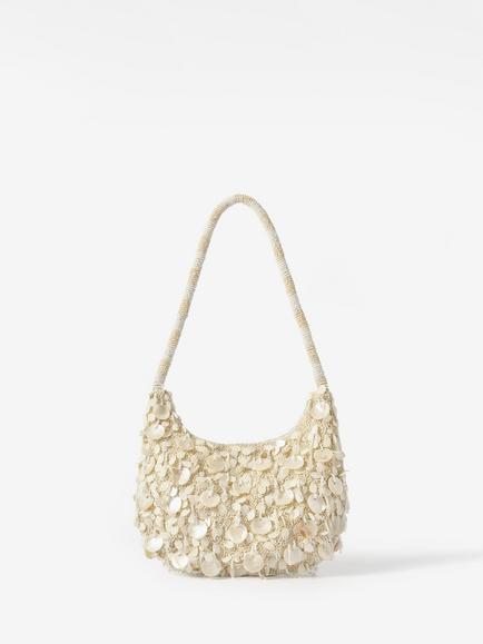 Mint Velvet Pearl Detail Shoulder Bag, Cream, Natural Cream