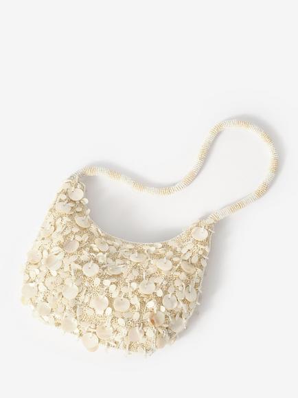 Mint Velvet Pearl Detail Shoulder Bag, Cream - view 2, Natural Cream