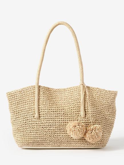 Mint Velvet Charm Straw Tote Bag, Natural Cream, Natural Cream