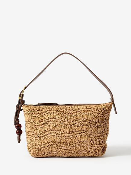 Mint Velvet Bead Charm Paper Shoulder Bag, Natural Natural, Natural Natural