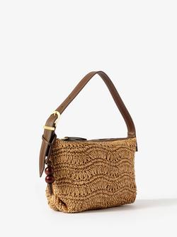 Mint Velvet Bead Charm Paper Shoulder Bag, Natural Natural - view 2, Natural Natural