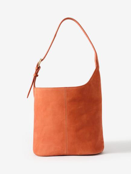 Mint Velvet Buckle Shoulder Strap Suede Bucket Bag, Orange Multi Orange, Orange Multi Orange