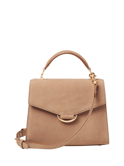 Aspinal of London Midi Mayfair Suede Grab Bag, Sand