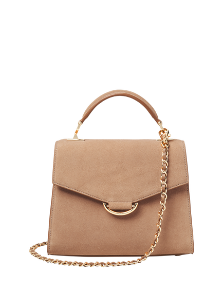 Aspinal of London Midi Mayfair Suede Grab Bag - view 2, Sand