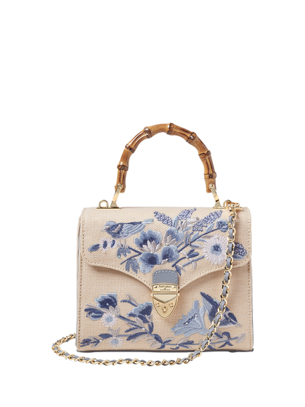 Aspinal of London Mayfair Embroidered Canvas Grab Bag, Skyblue, Skyblue