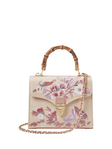 Aspinal of London Mayfair Embroidered Canvas Grab Bag, Rose, Rose