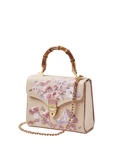 Aspinal of London Mayfair Embroidered Canvas Grab Bag, Rose - view 2, Rose