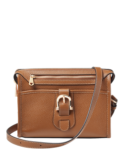 Aspinal of London Zipped Leather Satchel Bag, Tan