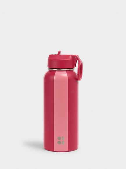Sweaty Betty Keep It Chill Straw Water Bottle, 950ml, Pink/Crimson Red