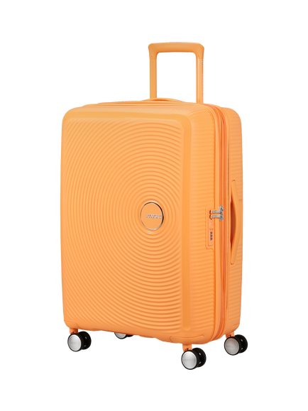 American Tourister Soundbox 4-Wheel Spinner 67cm Expandable Medium Suitcase, Papaya Pop