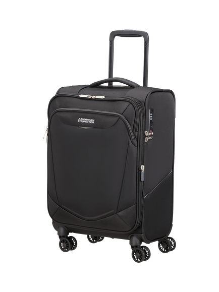 American Tourister SummerRide 55cm Expandable 8-Wheel Spinner Cabin Suitcase, 40/45L, Black