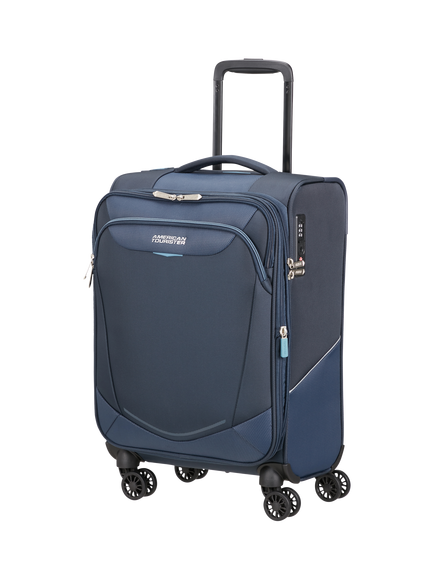 American Tourister SummerRide 55cm Expandable 8-Wheel Spinner Cabin Suitcase, 40/45L, Navy