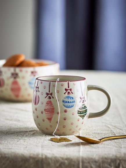 Bloomingville Ornamentia Christmas Stoneware Mug, 300ml, White - view 2, White