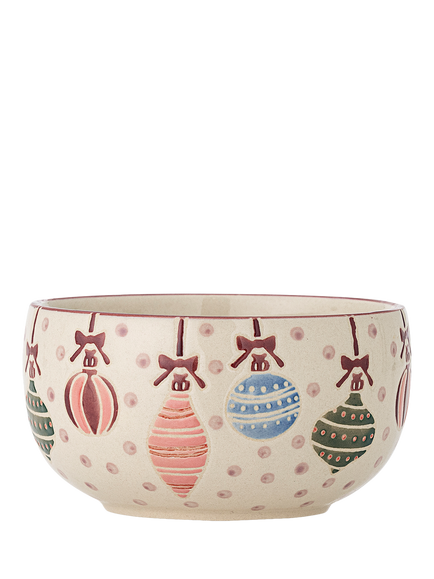 Bloomingville Ornamentia Christmas Stoneware Bowl, 13cm, White, White