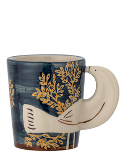 Bloomingville Hezha Bird Stoneware Mug, 260ml, Blue, Blue