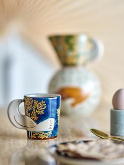 Bloomingville Hezha Bird Stoneware Mug, 260ml, Blue - view 2, Blue