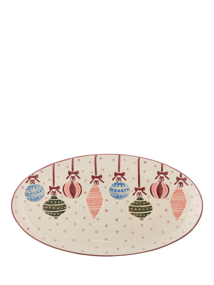 Bloomingville Ornamentia Christmas Oval Stoneware Serving Platter, 32cm, White - view 2, White