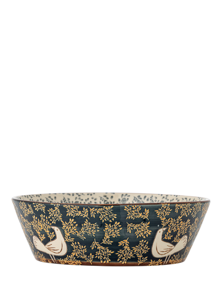 Bloomingville Hezha Bird Stoneware Serving Bowl, 28cm, Blue - view 2, Blue